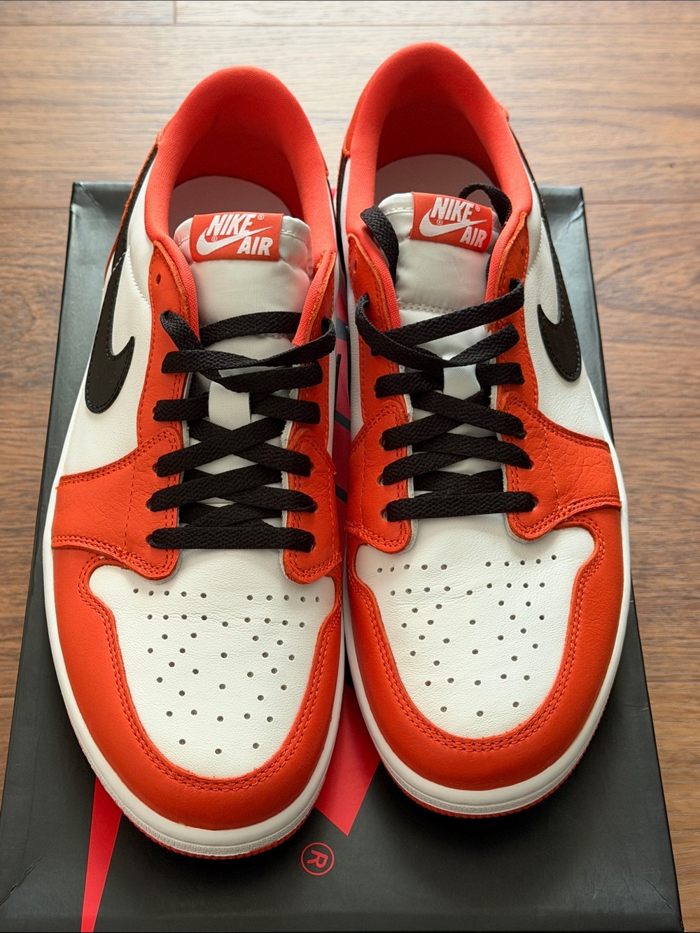 Brand New: Nike Air Jordan 1 Low OG Sneakers - White & Orange - Men's